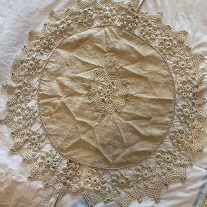 Linen and Lace Table cloth doily 25” total